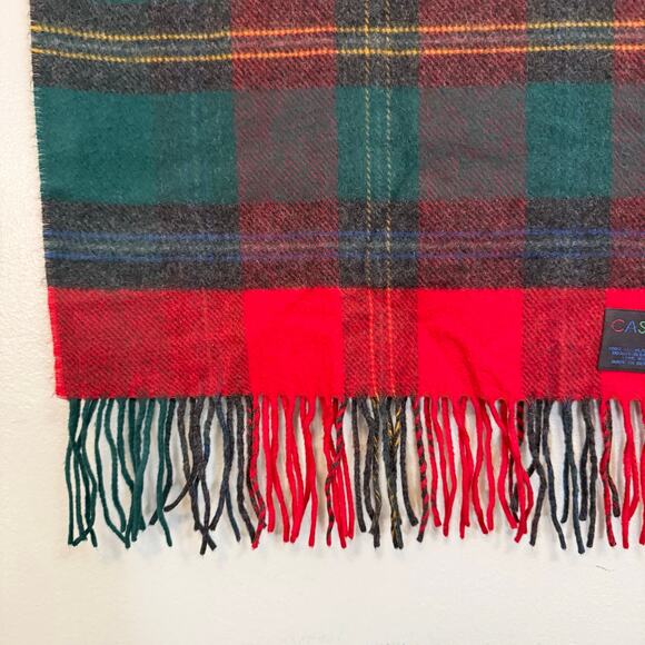 V Fraas Cashmink Plaid Tartan Neck Scarf Shawl Wrap 14X63 Fringed Cozy Winter - Picture 4 of 8